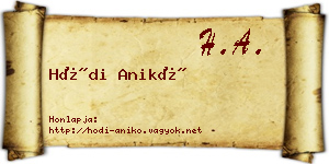 Hódi Anikó névjegykártya
